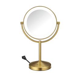 Conair® Halo Double-Sided Lighted Vanity Makeup Mirror, 8-1/2"H x 8-1/2"W x 8-1/2"D, Brushed Brass