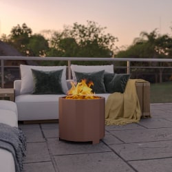 Flash Furniture Titus Commercial Grade Smokeless Outdoor Firepit With Waterproof Cover, 17-3/4"H x 19-1/2"W x 19-1/2"D, Bronze