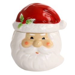 Gibson Home Joyful Santa Durastone Cookie Jar, 6-3/4"H x 5-1/2"W x 5"D, Red/White
