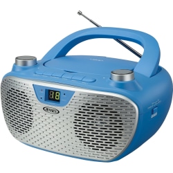 JENSEN Portable Stereo Compact Disc Player with AM/FM Stereo Radio - 1 x Disc Integrated Stereo Speaker - Blue, Silver - CD-DA, MP3 - Auxiliary Input