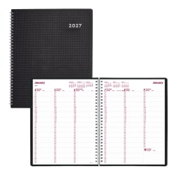 2027 Brownline® DuraFlex Weekly Appointment Planner, 11" x 8-1/2", 100% Recycled, Black, January To December, CB950V.BLK, Total Qty 1