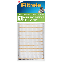 Filtrete™ 14 x 24 x 1 Air Filter, 1 HVAC Filter, MPR 700, Merv 8, Dust, Pollen & Pet Dander, 3 Month Pleated 1 Inch Electrostatic Air Filters