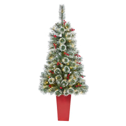 Nearly Natural Frosted Swiss Pine Artificial Christmas Tree, 52"H