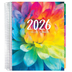 2025-2026 Global Excello Brands Deluxe Daily/Weekly/Monthly Planner, 8-1/2" x 11", Rainbow Petals, November 2025 To December 2026