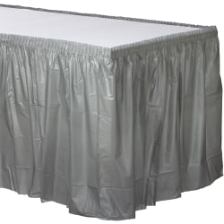 Amscan Plastic Table Skirts, Silver, 21’ x 29", Pack Of 2 Skirts
