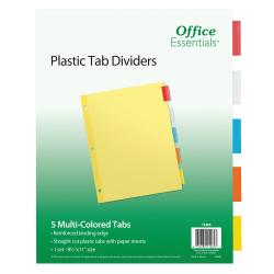 Avery® Office Essentials Insertable Dividers, 5-Tab, 8 1/2" x 11", Buff/Clear