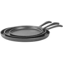 Commercial Chef 3-Piece Cast Iron Griddle Pan Set, Black