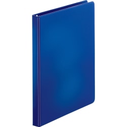 Business Source Basic Round Ring Binders - 1/2" Binder Capacity - Round Ring Fastener(s) - Vinyl - Dark Blue - 8.96 oz - 1 / Each