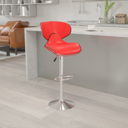 Flash Furniture Cozy Mid-Back Adjustable Bar Stool, Gray/Red