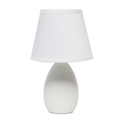 Creekwood Home Nauru Petite Ceramic Oblong Table Lamp, 9-7/16"H, Off White Shade/Off White Base