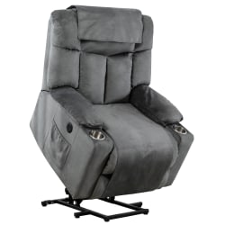 Bestier Microfiber Oversize Power Lift Recliner Accent Chair With 2-Cup Holder, USB And Chair Covers, Gray