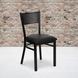 Flash Furniture Grid-Back Metal/Vinyl Restaurant Accent Chair, Black