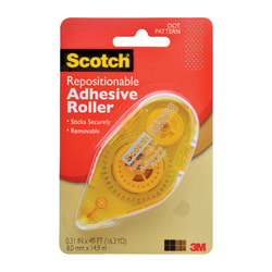 Scotch® Adhesive Dot Roller, Repositionable, 0.31 in x 49', Clear
