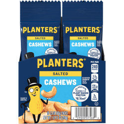Planters Nut Pouches, Salted Cashews, 1.5 Oz, Box Of 18 Pouches