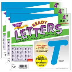 TREND Ready Letters®, 4", Italic Combo, Blue, Set Of 3 Packs