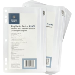 Business Source Punched Economy Binder Pocket - 9.5" Height x 6" Width - 7 x Holes - Ring Binder - Clear - Plastic - 24 / Box