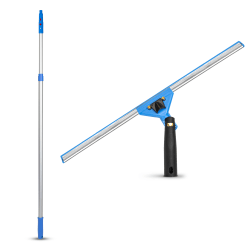 Gritt Commercial Swivel Window Squeegee And Telescopic Pole Window Washing Kit, 18" Squeegee/6' Pole, Multicolor