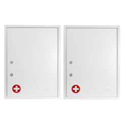Alpine AdirMed Large Dual Lock Surface-Mount Medical Security Cabinets, 21"H x 16"W x 6"D, White, Pack Of 2 Cabinets