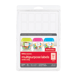 Office Depot® Brand Removable Writable Labels, OD98819, Rectangle, 5/8" x 7/8", White, Pack Of 1,050