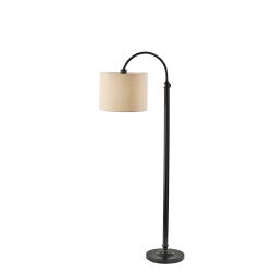 Adesso Simplee Barton Floor Lamp, Adjustable, 68"H, Oatmeal Linen Shade/Antique Bronze Base