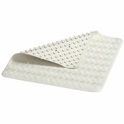 Rubbermaid Commercial Safti Grip Large Bath Mat - Bathroom - 28" Length x 16" Width - Rectangular - Textured - Rubber - White - 12 / Carton