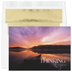 Custom Sympathy Greeting Cards, 7-7/8" x 5-5/8", Sunset Thoughts, Box Of 25 Cards