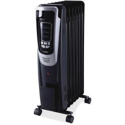 Lorell® LED Display Electric Mobile Radiator Heater, Black