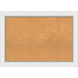 Amanti Art Rectangular Non-Magnetic Cork Bulletin Board, Natural, 41" x 29", Eva White Silver Plastic Frame