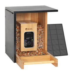 Birdfy® Feeder Bamboo Mini Bird Feeder with Camera, Solar Panel and Free AI Lifetime Subscription
