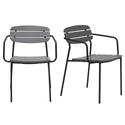 Eurostyle Kalmar Stackable Outdoor Furniture Armchairs, Dark Gray/Black, Set Of 2 Chairs