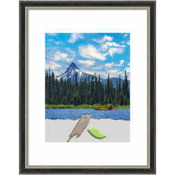 Amanti Art Theo Narrow Wood Picture Frame, 12" x 15", Opening Size 11" x 14" (Matted To 8" x 10"), Black Silver