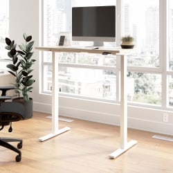 Bush Business Furniture Move 60 Series 48"W x 24"D Electric Height Adjustable Standing Desk, Natural Elm/White Powder Coat, Standard Delivery