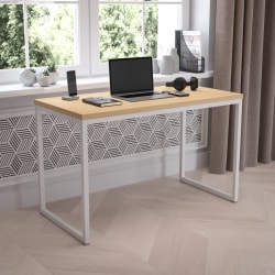 Flash Furniture 48"W Commercial-Grade Industrial Office Computer Desk, Maple/White