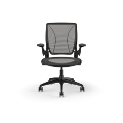 Humanscale Diffrient World - Chair - task - ergonomic - armrests - L-shaped - tilt - swivel - Pinstripe mesh - black