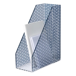 Realspace® Zora Acrylic Magazine File Holder, 11-5/8"H x 4"W x 9-1/4"D, Clear/Blue