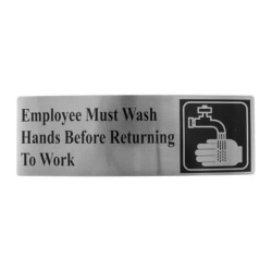Tablecraft Stainless-Steel Employee Must Wash Hands Sign, 3" x 9"