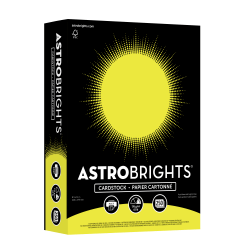 Astrobrights Color Cardstock, 8-1/2" x 11", Lift-Off Lemon, Total Qty 250