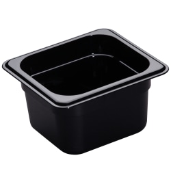 Cambro H-Pan High-Heat GN 1/6 Food Pans, 4"H x 6-3/8"W x 6-15/16"D, Black, Pack Of 6 Pans
