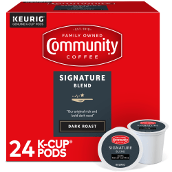 Community Coffee Keurig® Single Serve K-Cup® Pods, Signature Blend, Dark Roast, Box Of 24 Pods