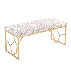 LumiSource Constellation Contemporary Fabric Bench, Gray Leopard/Gold