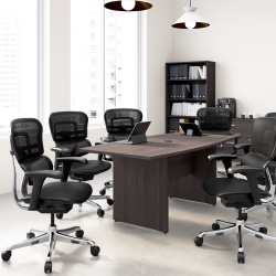 WorkPro® Motiva Office Conference Table With Wood Base, 28-11/16"H x 71-9/16"W x 36"D, Storm Gray, Standard Delivery