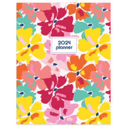 2024 Office Depot® Brand Monthly Planner, 8-1/4" x 10-1/4", Bright Floral, January To December 2024