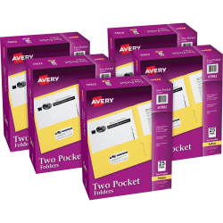Avery® Letter Pocket Folder - 8 1/2" x 11" - 40 Sheet Capacity - 2 Internal Pocket(s) - Embossed Paper - Yellow - 125 / Carton