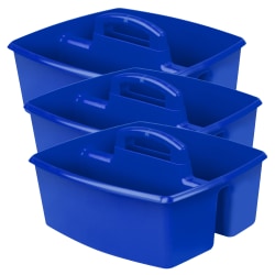 Storex Large Caddies, 6-3/8"H x 11"W x 13"D, Blue, Pack Of 3 Caddies