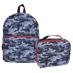 Office Depot® Brand School Backpack and Lunch Box Set, Gray Camouflage
