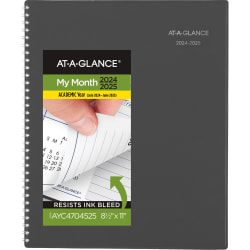 2024-2025 AT-A-GLANCE® DayMinder® Academic Monthly Planner, 8-1/2" x 11", Charcoal, July To June, AYC47045