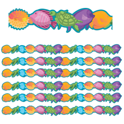 Eureka Extra Wide Die-Cut Deco Trim Packs, 37’ x 3-1/4", Seas the Day Marine Life, Set Of 6 Packs