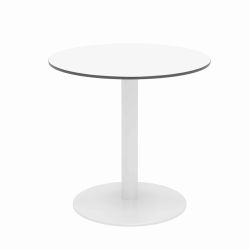 KFI Studios Eveleen Round Outdoor Patio Table, 29"H x 30"W x 30"D, Designer White/White