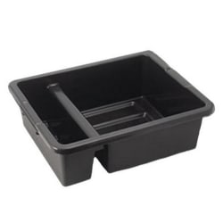 Winco 2-Compartment Divided Bus Tub, 6-1/2"H x 16-13/16"W x 21"D, Black