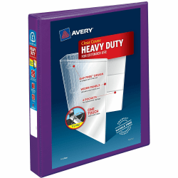 Avery® Heavy-Duty View 3-Ring Binder With Locking One-Touch EZD™ Rings, 1" D-Rings, 42% Recycled, Purple